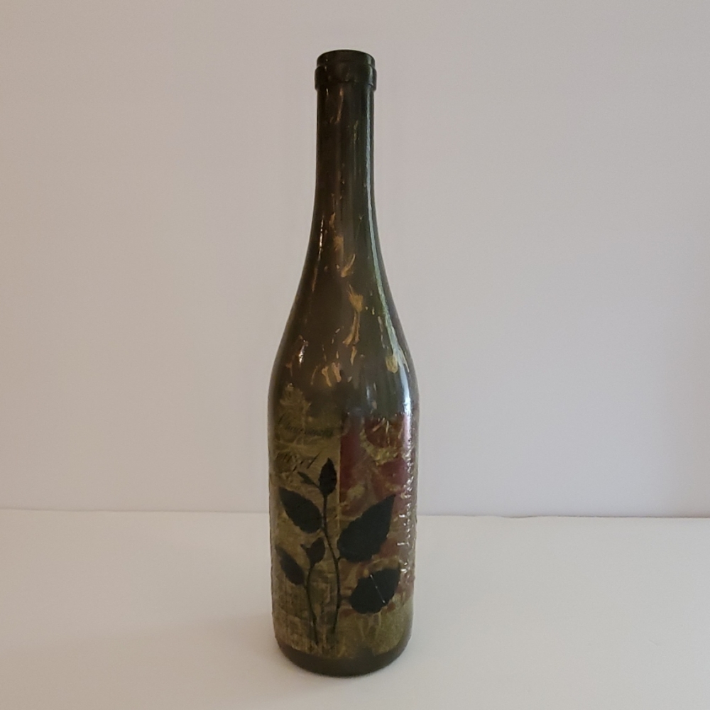 Decoupage wine bottle